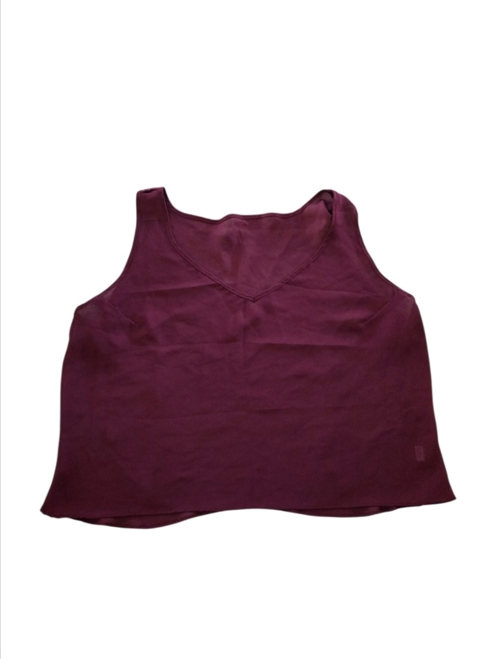 Women's Sheer Sleeveless V-Neck Tank Top - Plum